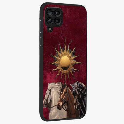 Solar Riders Glass Case upright view showcasing energetic rider artwork with bold adventure theme.