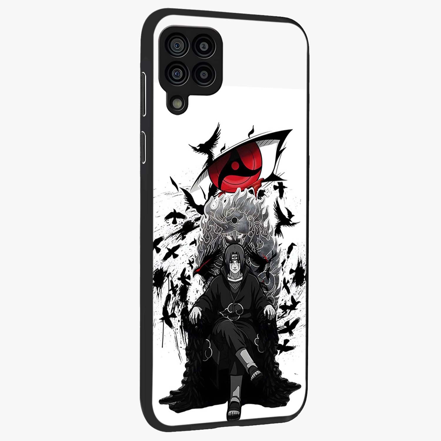 Uchiha Shadow Throne Glass Case upright view showcasing magical underwater galaxy artwork with vibrant cosmic theme.