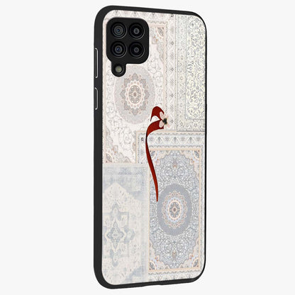 White Aesthetic Bow Glass Case upright view showcasing delicate ribbon bow artwork with cute minimalist theme.
