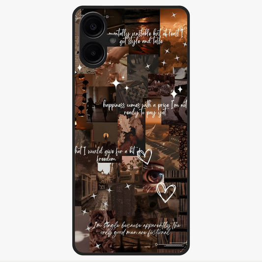 Bittersweet Aesthetic Chaos Glass Case showing flat back view with artistic chaotic aesthetic design and glossy glass finish.