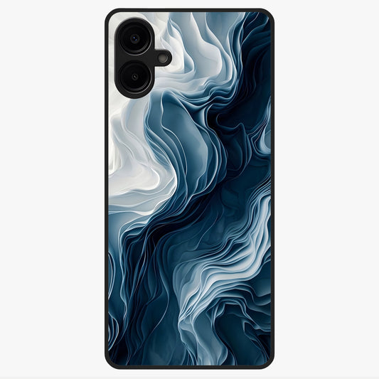 Ethereal Paper Marble Glass Case showing flat back view with soft marble paper texture artwork and glossy glass finish.