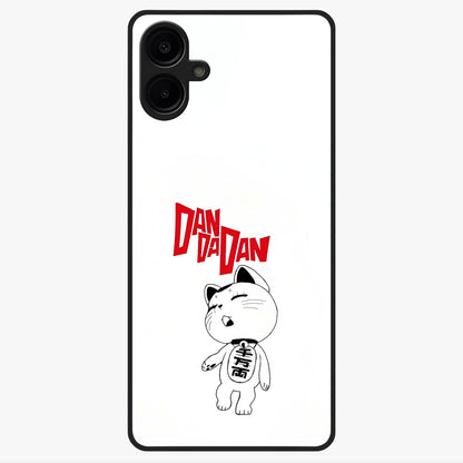 Playful Spirit Charm Glass Case showing flat back view with cheerful charm themed artwork and glossy glass finish.