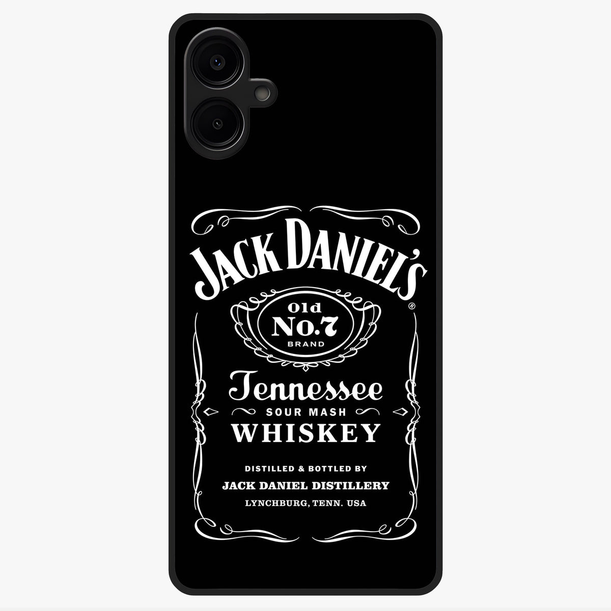 Vintage Whiskey Heritage Glass Case showing flat back view with classic whiskey inspired artwork and glossy glass finish.