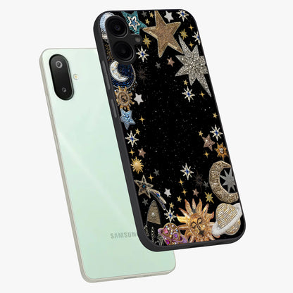 Galactic Jewel Stars Glass Case displayed in angled mockup highlighting shining celestial star design with cosmic aesthetic style.