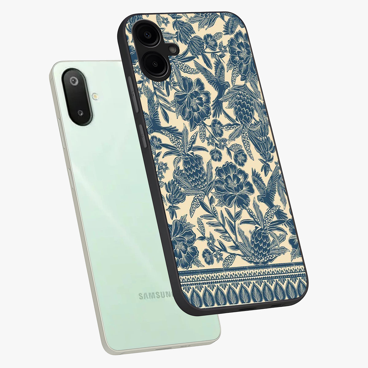 Heirloom Wild Bloom Glass Case displayed in angled mockup highlighting botanical bloom design with classic aesthetic style.
