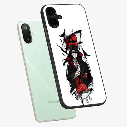 Itachi Limited Edition Naruto Anime Glass Case displayed in angled mockup highlighting dramatic anime illustration with bold action aesthetic.