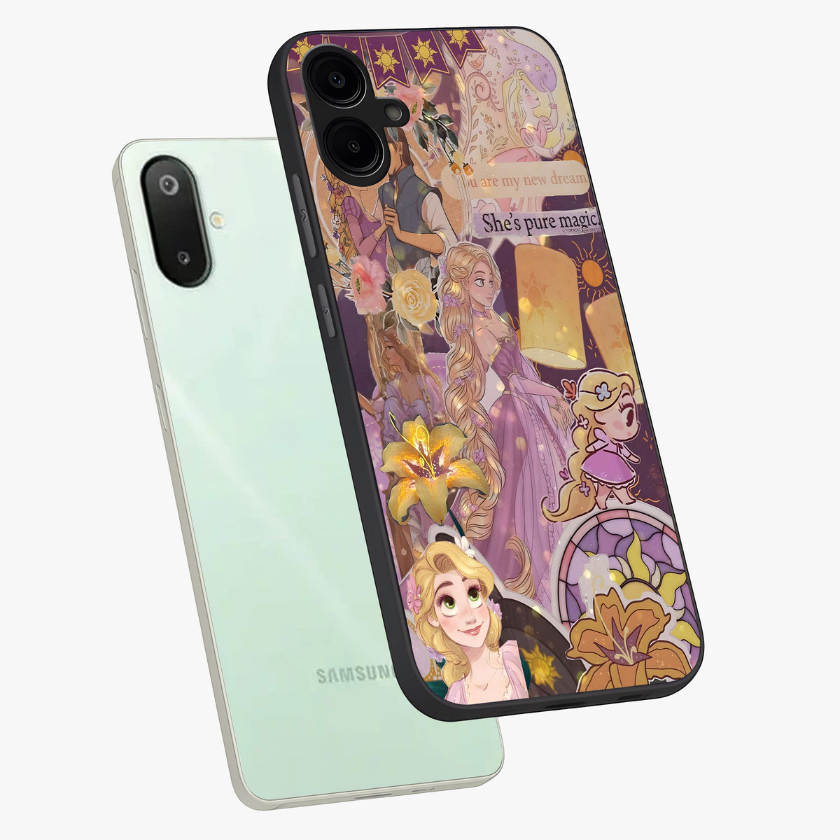 Magical Tangled Dream Glass Case displayed in angled mockup highlighting whimsical fantasy design with magical aesthetic.