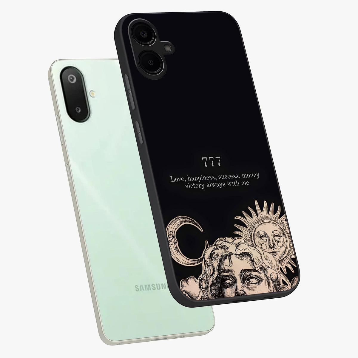 Mystic Victory Aura Glass Case displayed in angled mockup highlighting energetic aura design with bold mystical aesthetic.