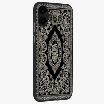Noir Bloom Elegance Glass Case upright view showcasing graceful floral artwork with luxurious dark theme.