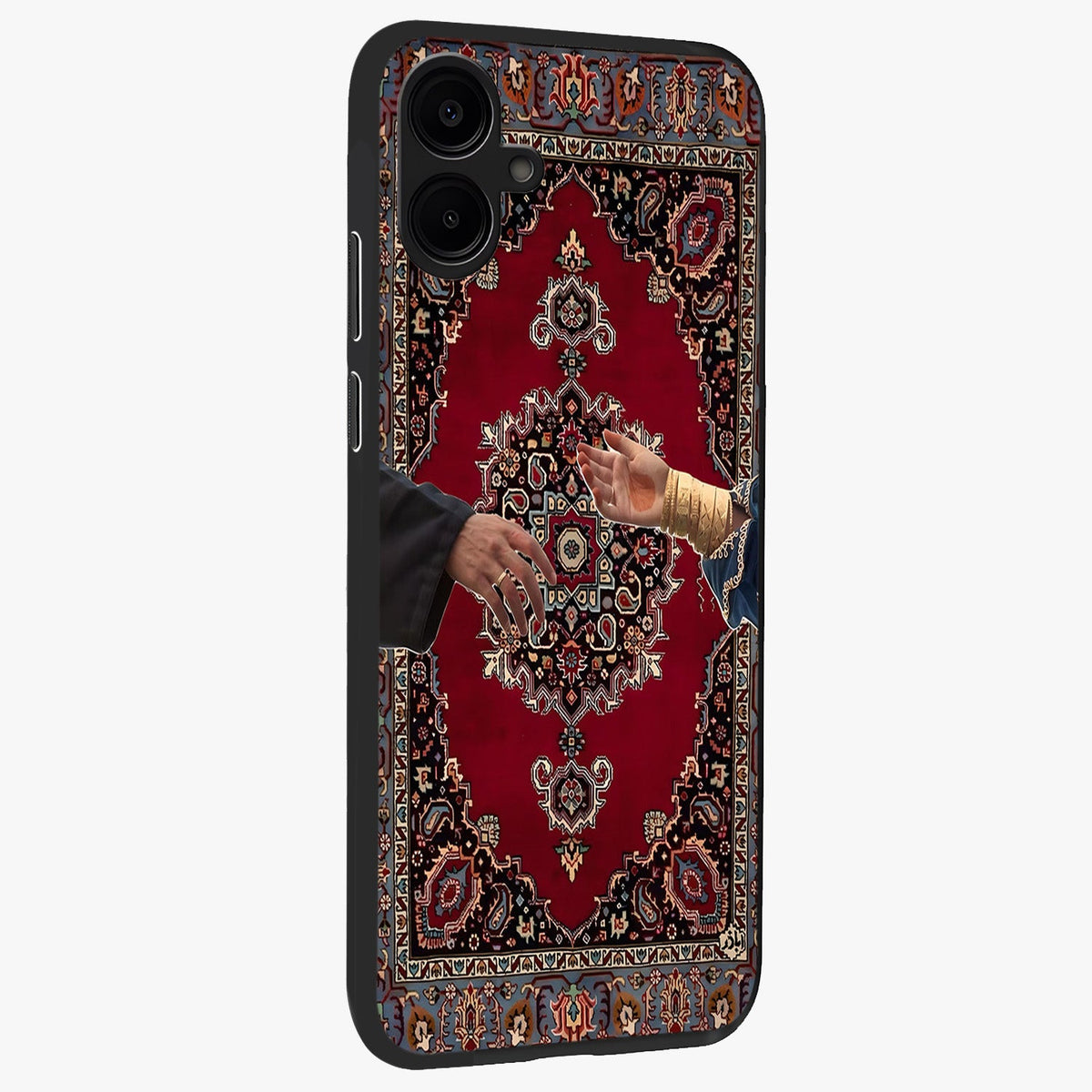 Royal Touch Reach Glass Case upright view showcasing stylish royal inspired artwork with graceful theme.