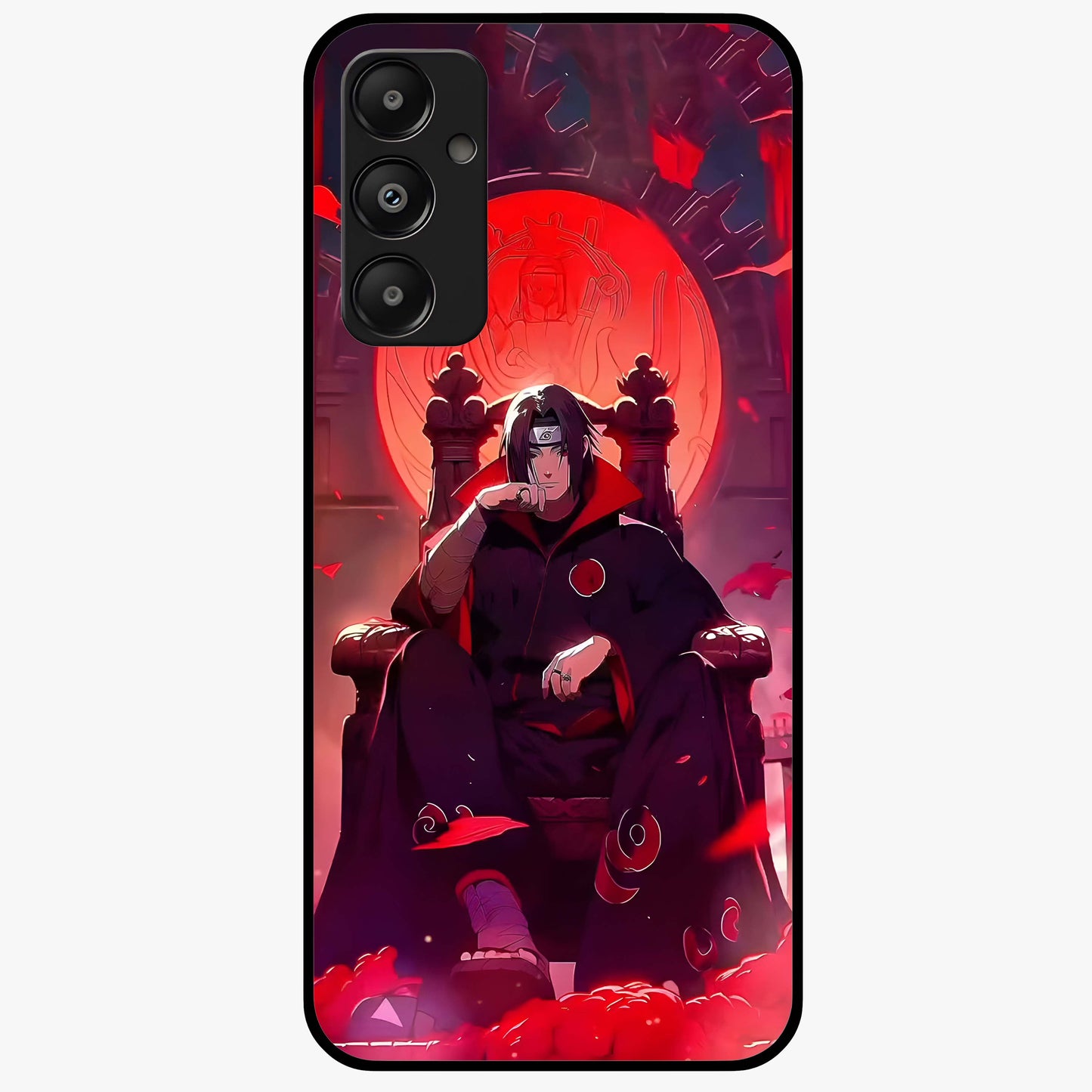 Blood Moon Sovereign Glass Case showing flat back view with mystical blood moon artwork and glossy glass finish.