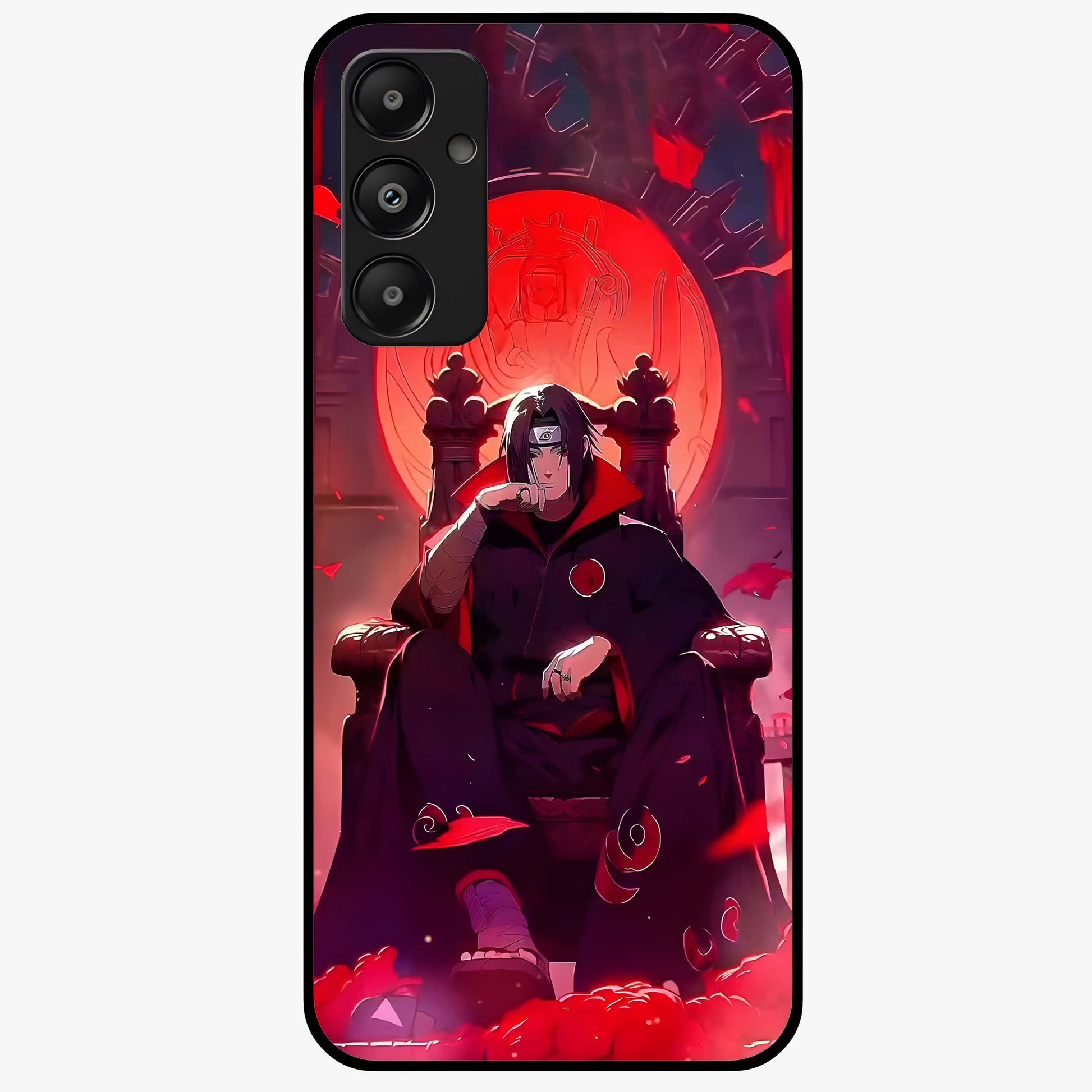 Blood Moon Sovereign Glass Case showing flat back view with mystical blood moon artwork and glossy glass finish.