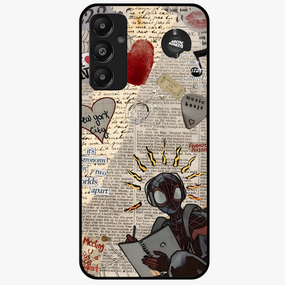 City Dream Sketch Glass Case showing flat back view with artistic city skyline sketch artwork and glossy glass finish.
