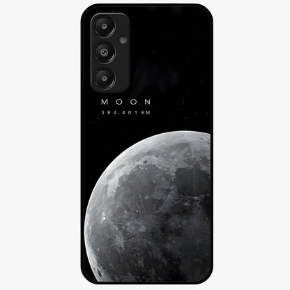 Cosmic Moon Glow Glass Case showing flat back view with glowing moon artwork and glossy glass finish.