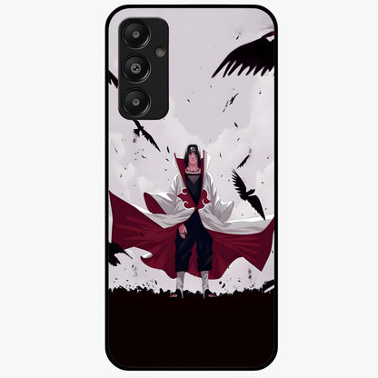 Crimson Crow Ascension Glass Case showing flat back view with mystical crow artwork and glossy glass finish.