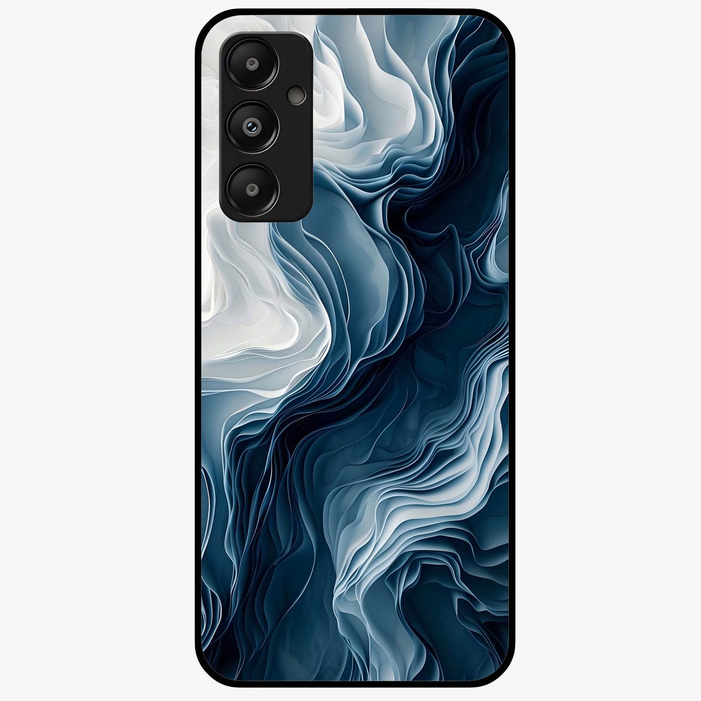 Ethereal Paper Marble Glass Case showing flat back view with soft marble paper texture artwork and glossy glass finish.