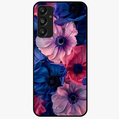 Flower Paper Art Pattern Glass Case showing flat back view with paper cut style floral artwork and glossy glass finish.