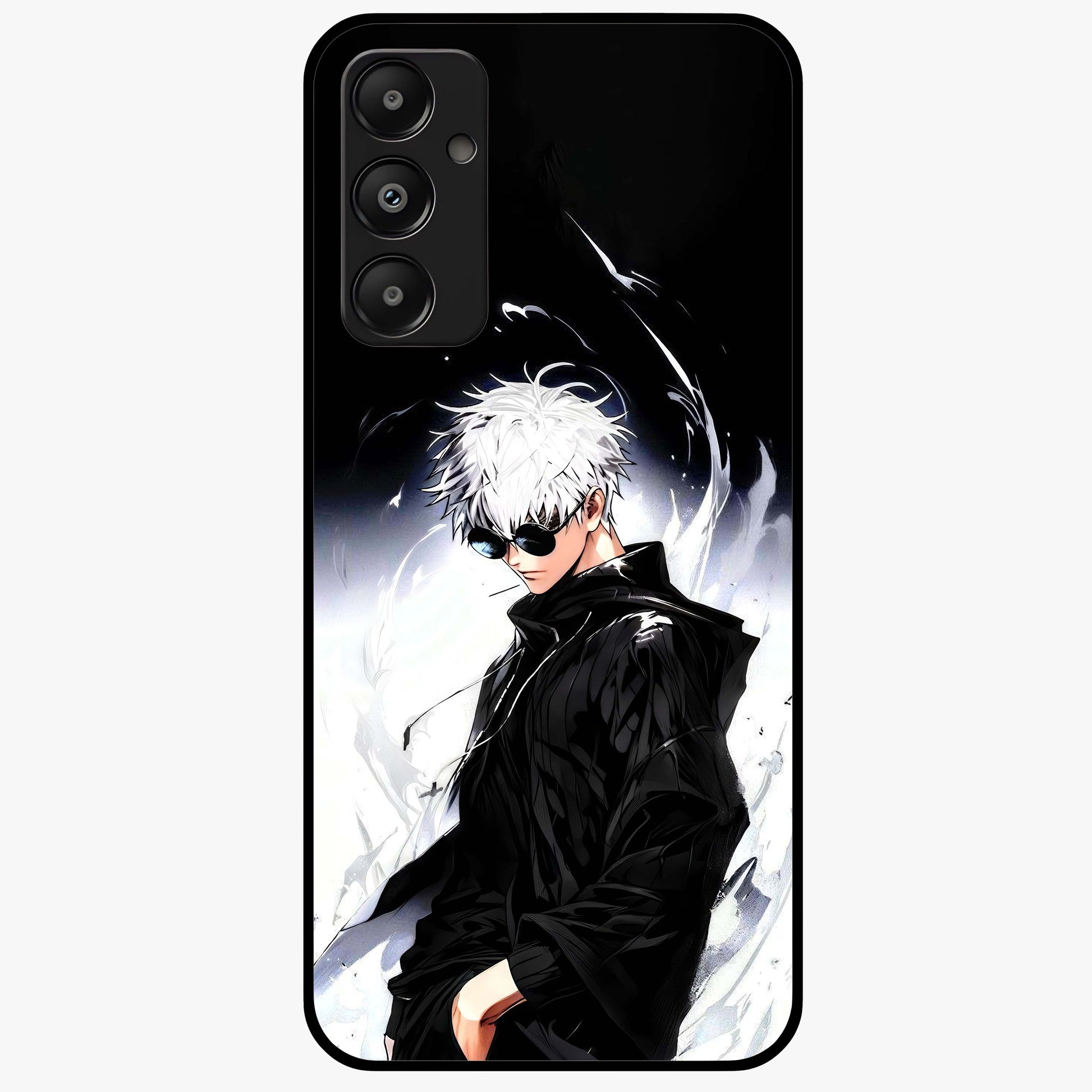 Limitless Shadow King Glass Case showing flat back view with powerful shadow warrior artwork and glossy glass finish.
