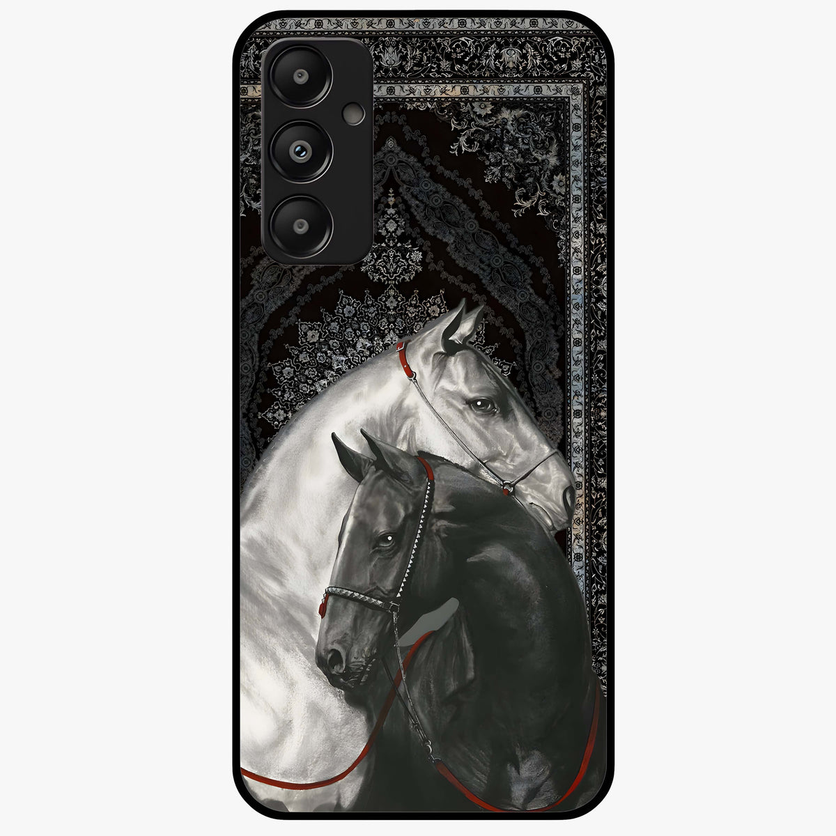 Majestic Ride Legacy Glass Case showing flat back view with powerful automotive inspired artwork and glossy glass finish.