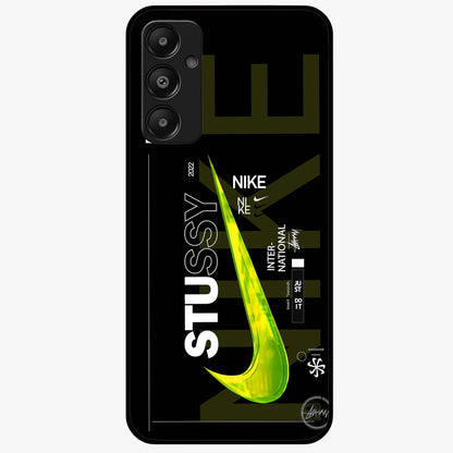 Neon Street Edition Glass Case showing flat back view with neon street style artwork and glossy glass finish.