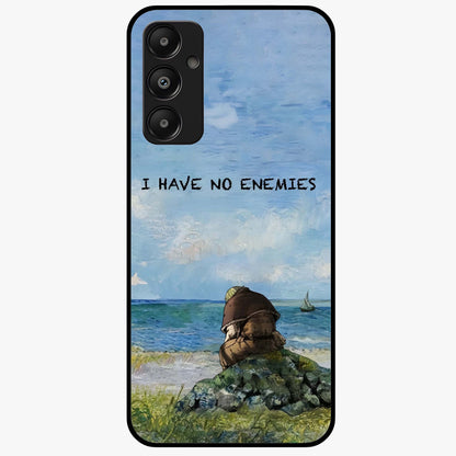 Peace Beyond War Glass Case showing flat back view with symbolic peace themed artwork and glossy glass finish.
