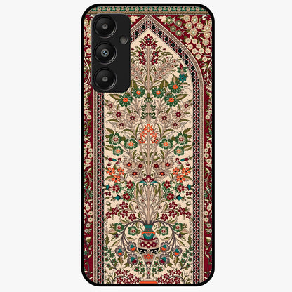 Persian Inspired Glass Case showing flat back view with ornate Persian style pattern artwork and glossy glass finish.