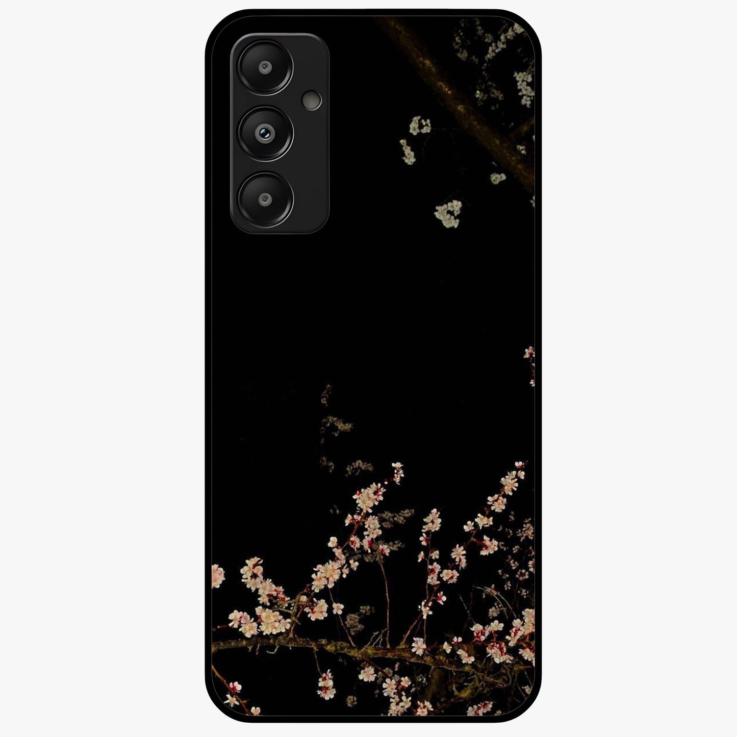 Petal Moon Light With Custom Name Glass Case showing flat back view with floral moonlight artwork and personalized name design.