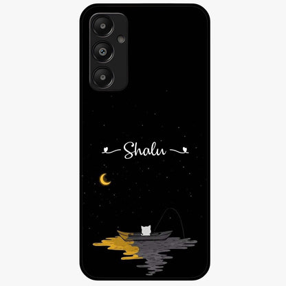Silent Night Row Glass Case showing flat back view with calm night themed artwork and glossy glass finish.