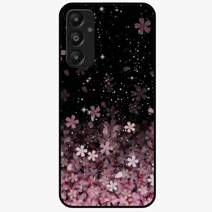 Small Starry Flowers Glass Case showing flat back view with delicate starry floral artwork and glossy glass finish.