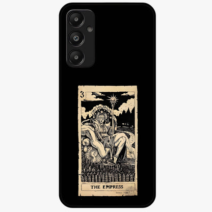 The Empress Glass Case showing flat back view with regal feminine artwork and glossy glass finish.