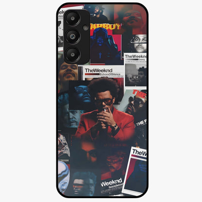 The Weeknd Glass Case showing flat back view with music inspired artistic portrait artwork and glossy glass finish.