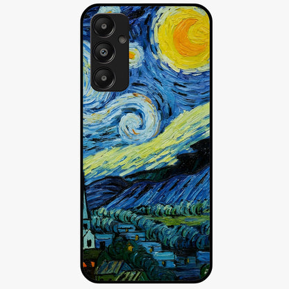 Van Gogh Art Glass Case showing flat back view with classic painterly artwork inspired by Van Gogh style and glossy glass finish.