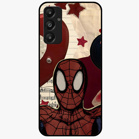 Web Warrior Vibes Glass Case showing flat back view with superhero inspired web themed artwork and glossy glass finish.