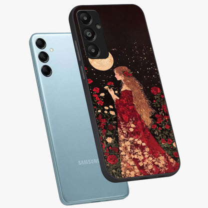 Crimson Dreams Glass Case displayed in angled mockup highlighting soft crimson aesthetic design with artistic theme.