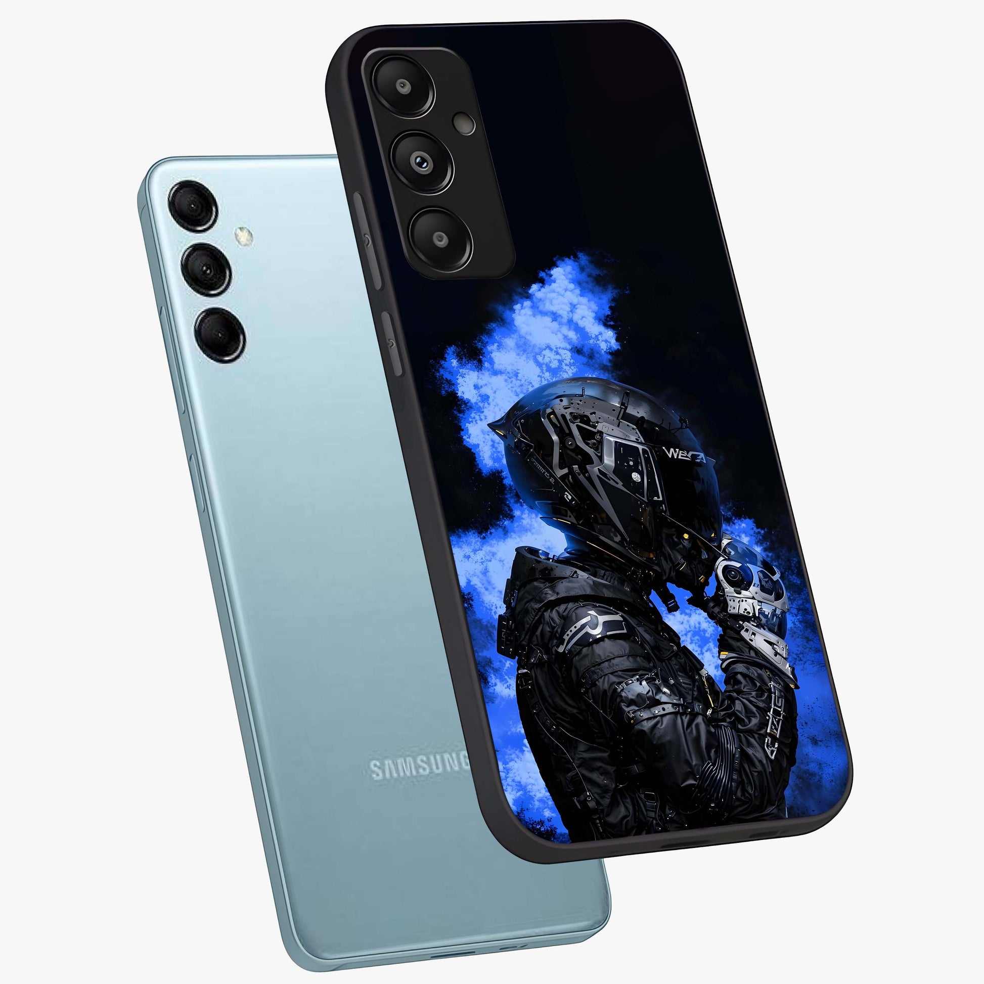 Cyber Sentinel Protocol Glass Case displayed in angled mockup highlighting digital cyber design with sci-fi aesthetic style.