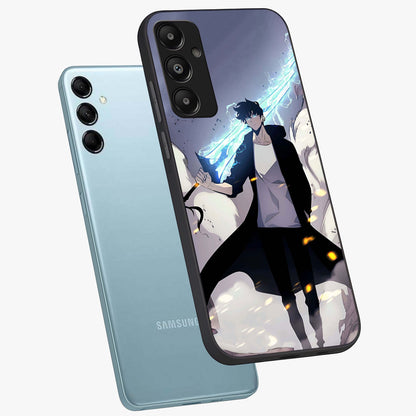 Dark Lightning Anime Warrior Glass Case displayed in angled mockup highlighting powerful lightning themed anime illustration.