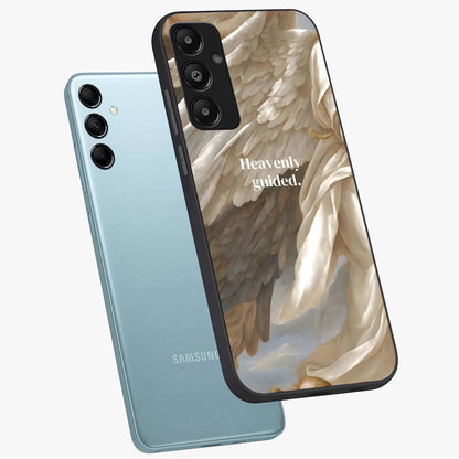 Divine Winged Grace Glass Case displayed in angled mockup highlighting graceful wing design with divine aesthetic style.