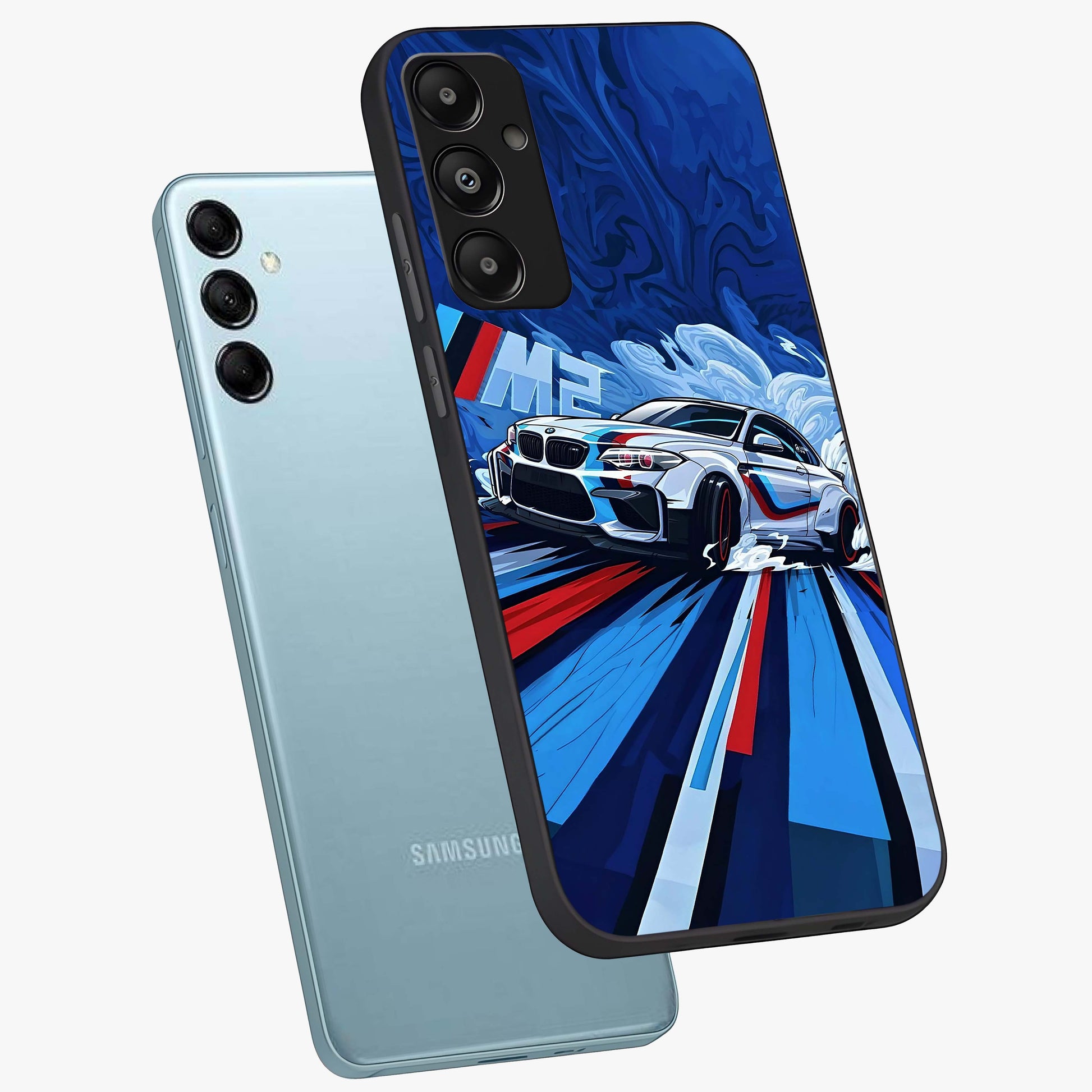 Drift Power Rush Glass Case displayed in angled mockup highlighting powerful drift car design with sporty aesthetic style.