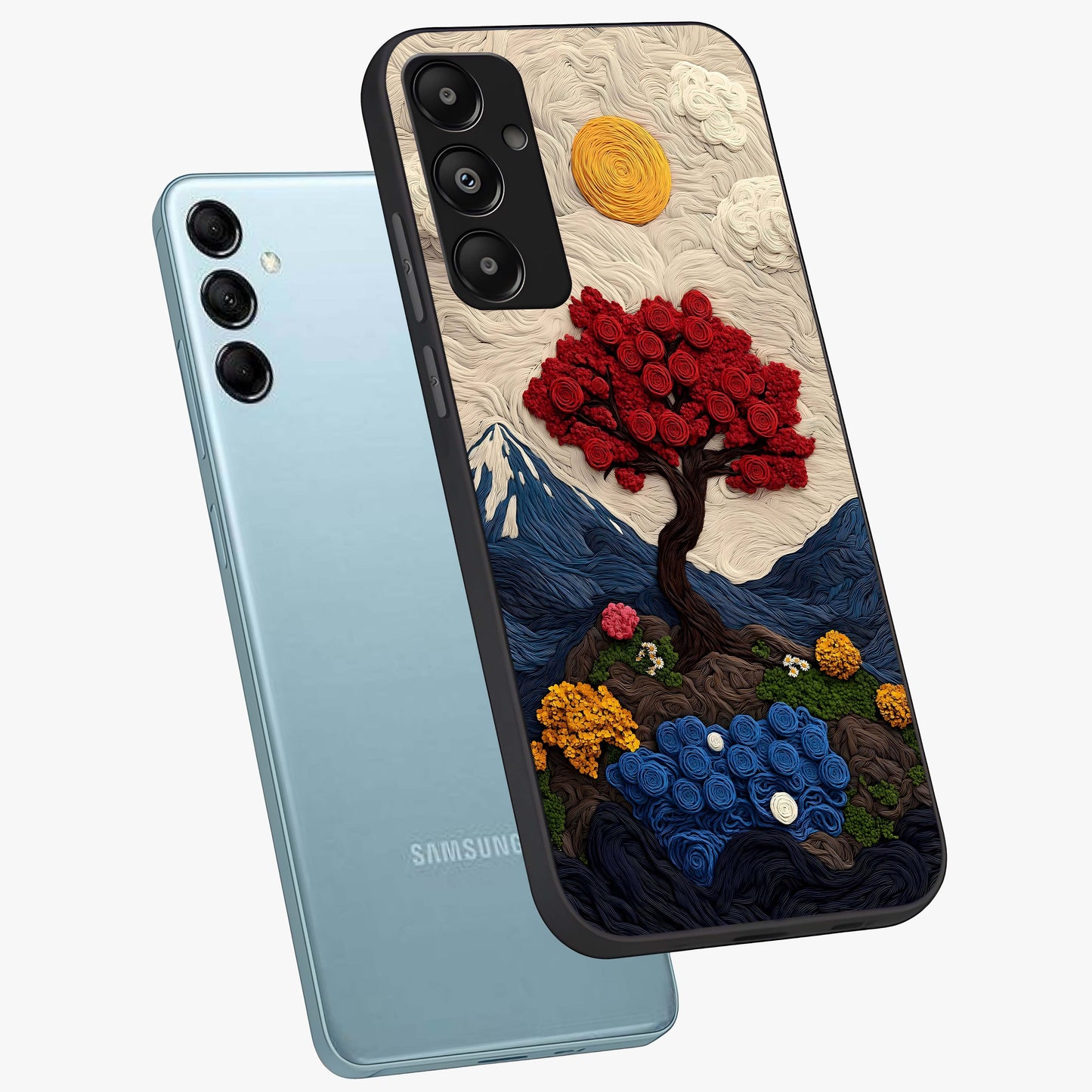 Eternal Nature Tapestry Glass Case displayed in angled mockup highlighting detailed botanical pattern with artistic aesthetic.