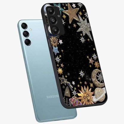 Galactic Jewel Stars Glass Case displayed in angled mockup highlighting shining celestial star design with cosmic aesthetic style.
