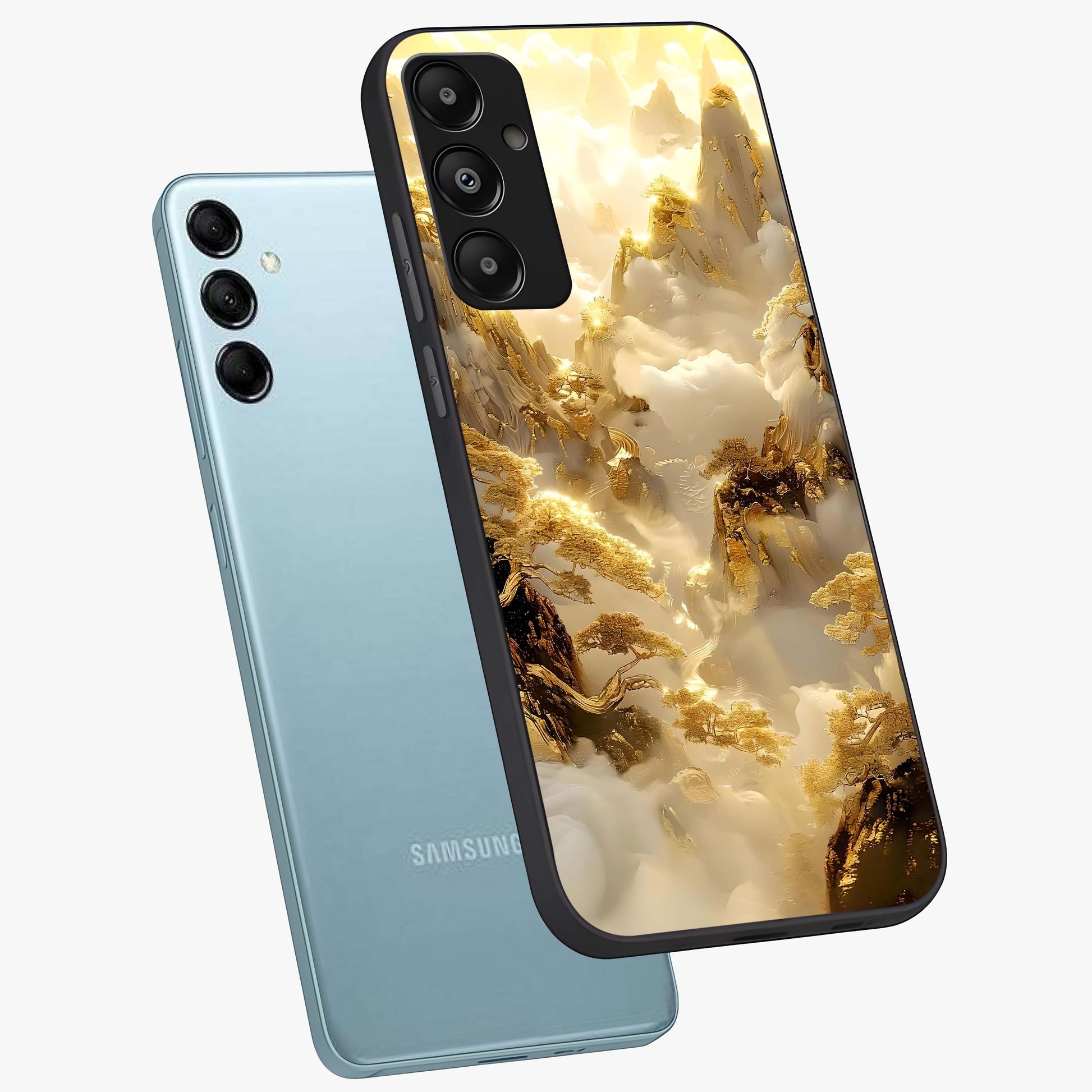 Gates Of Illumination Glass Case displayed in angled mockup highlighting radiant portal inspired design with fantasy aesthetic.