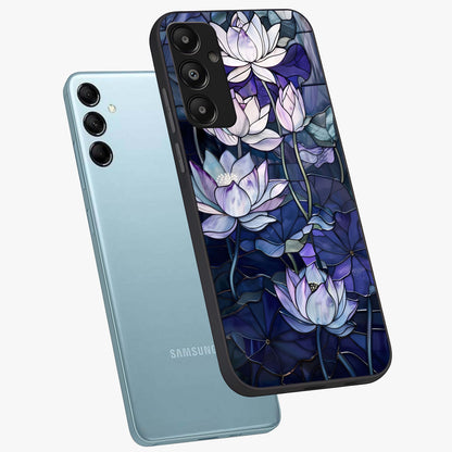 Gloss Petal Rush Glass Case displayed in angled mockup highlighting vibrant petal design with elegant floral aesthetic.
