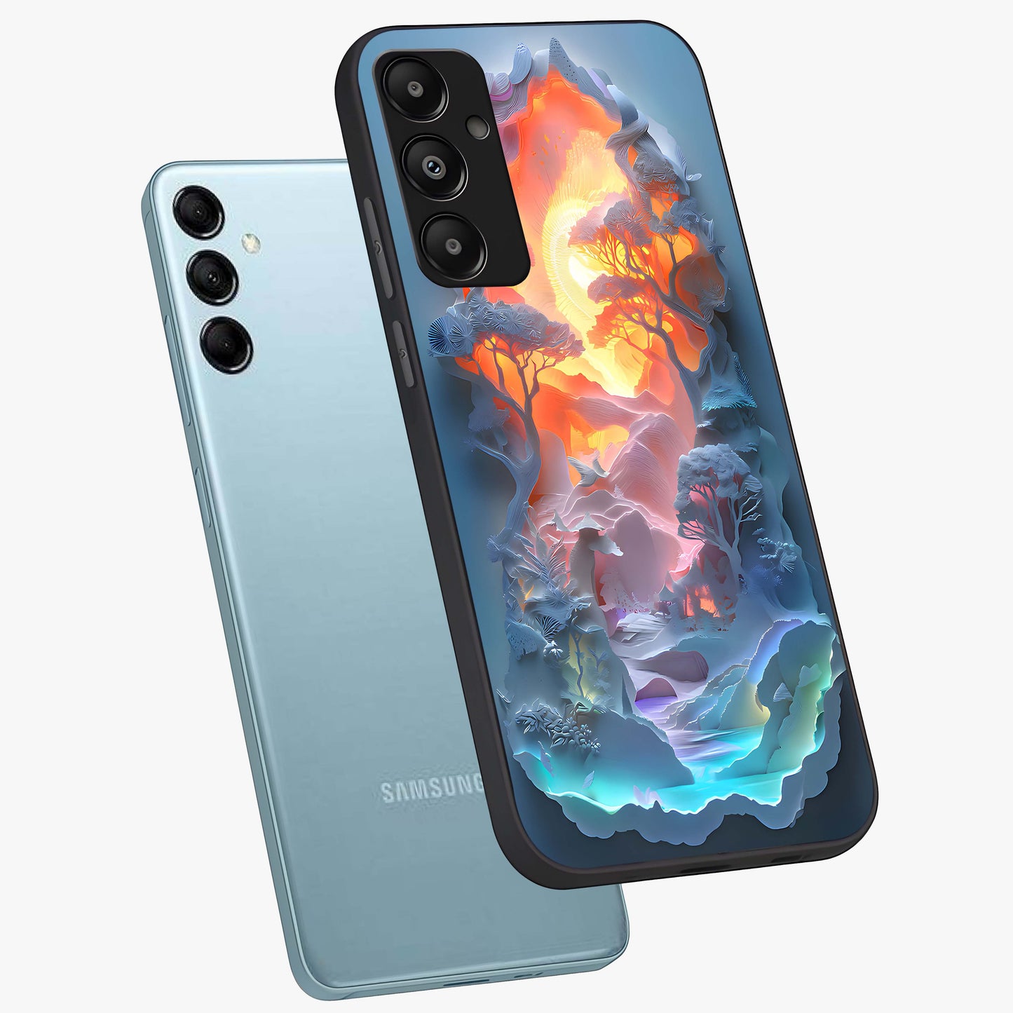 Glow Forest Portal Glass Case displayed in angled mockup highlighting mystical forest design with magical glowing aesthetic.