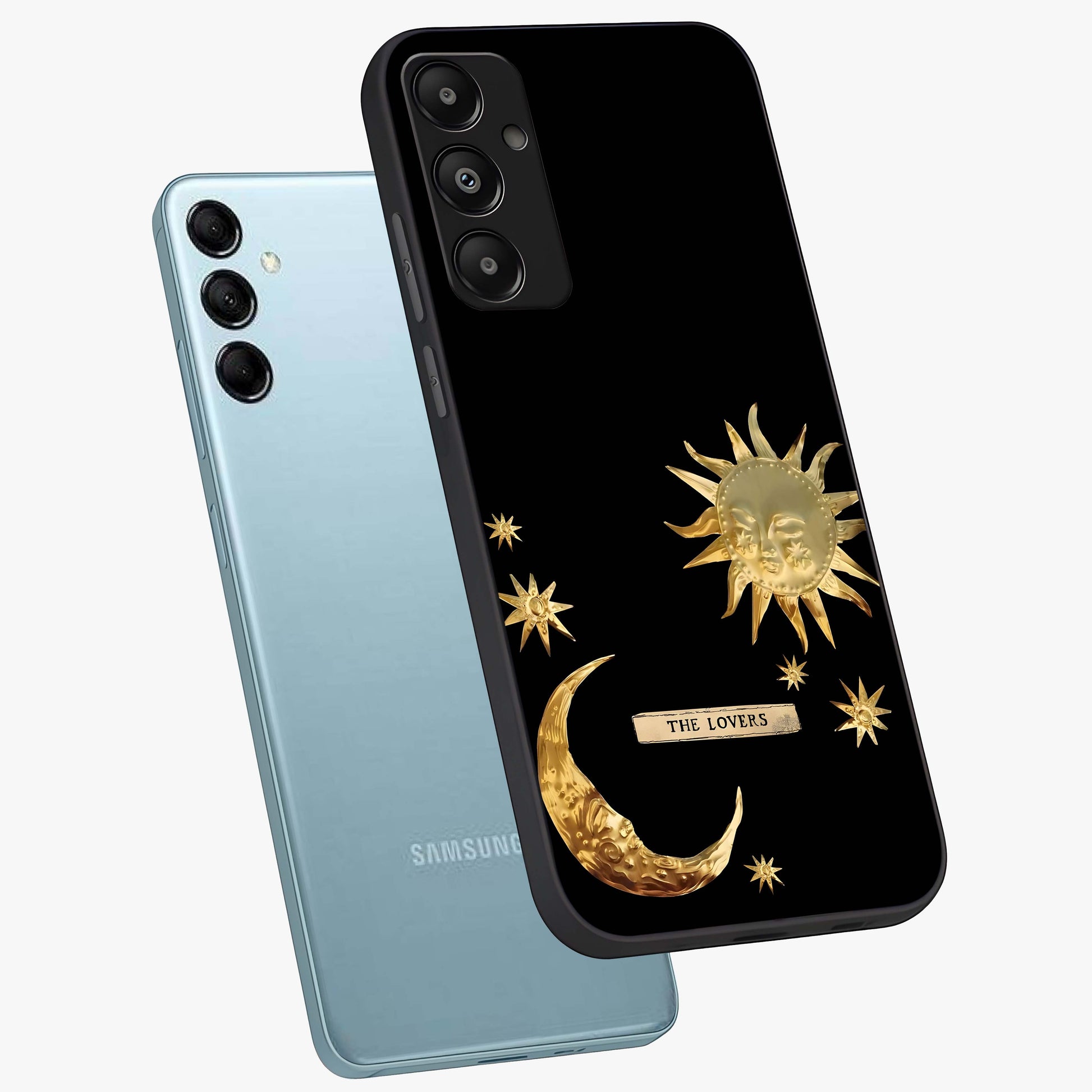 Gold Sun Blush Glass Case displayed in angled mockup highlighting radiant sun design with warm golden aesthetic.