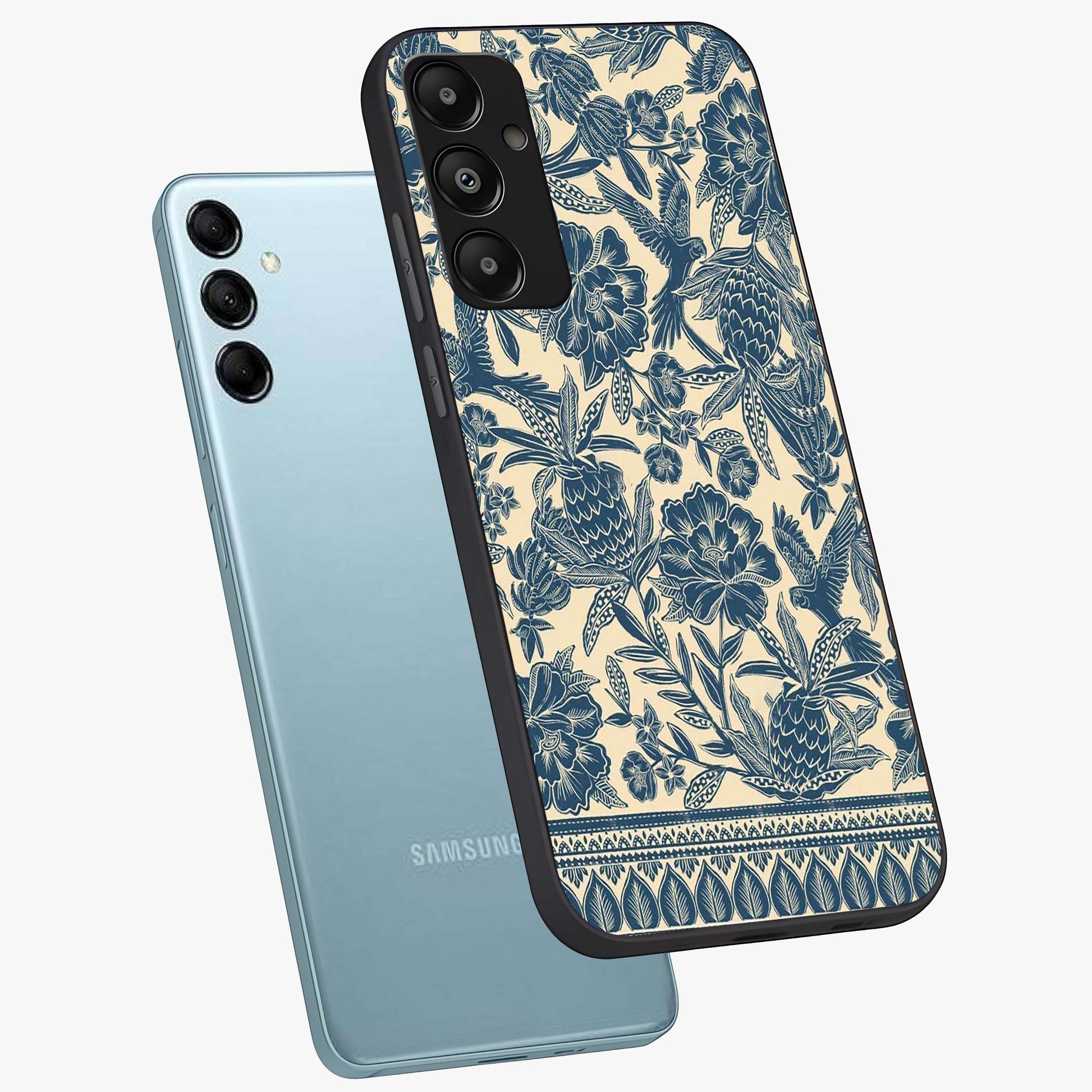Heirloom Wild Bloom Glass Case displayed in angled mockup highlighting botanical bloom design with classic aesthetic style.