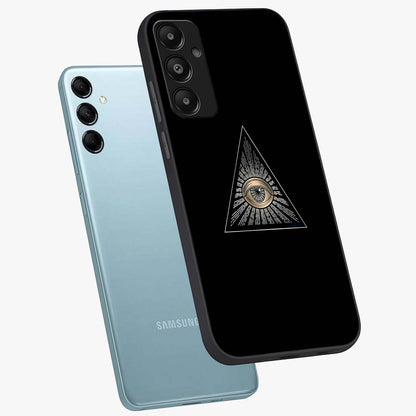 Illuminati Evil Glass Case displayed in angled mockup highlighting dark occult inspired design with bold aesthetic style.