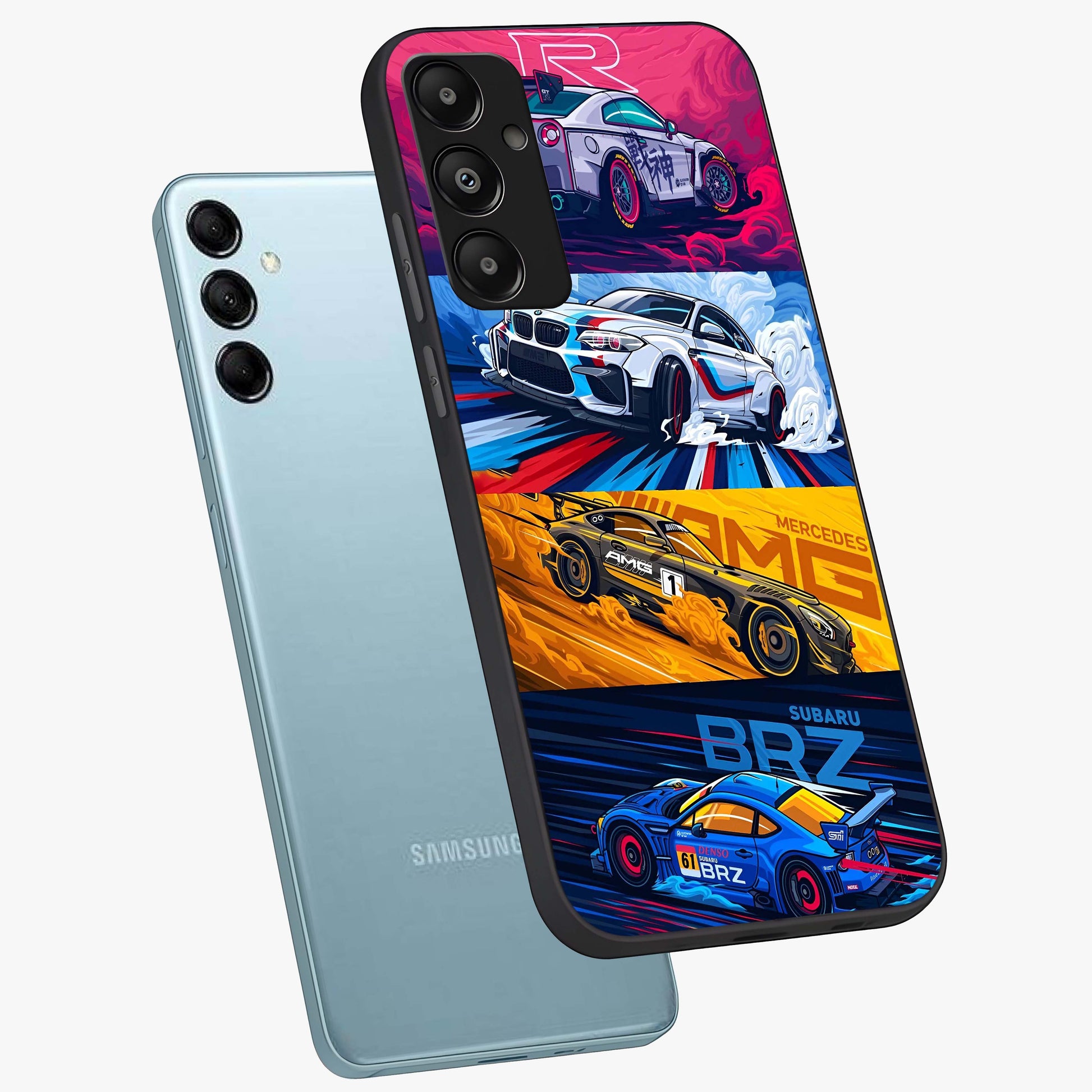JDM Sports Car Glass Case displayed in angled mockup highlighting sleek Japanese racing car design with automotive aesthetic.