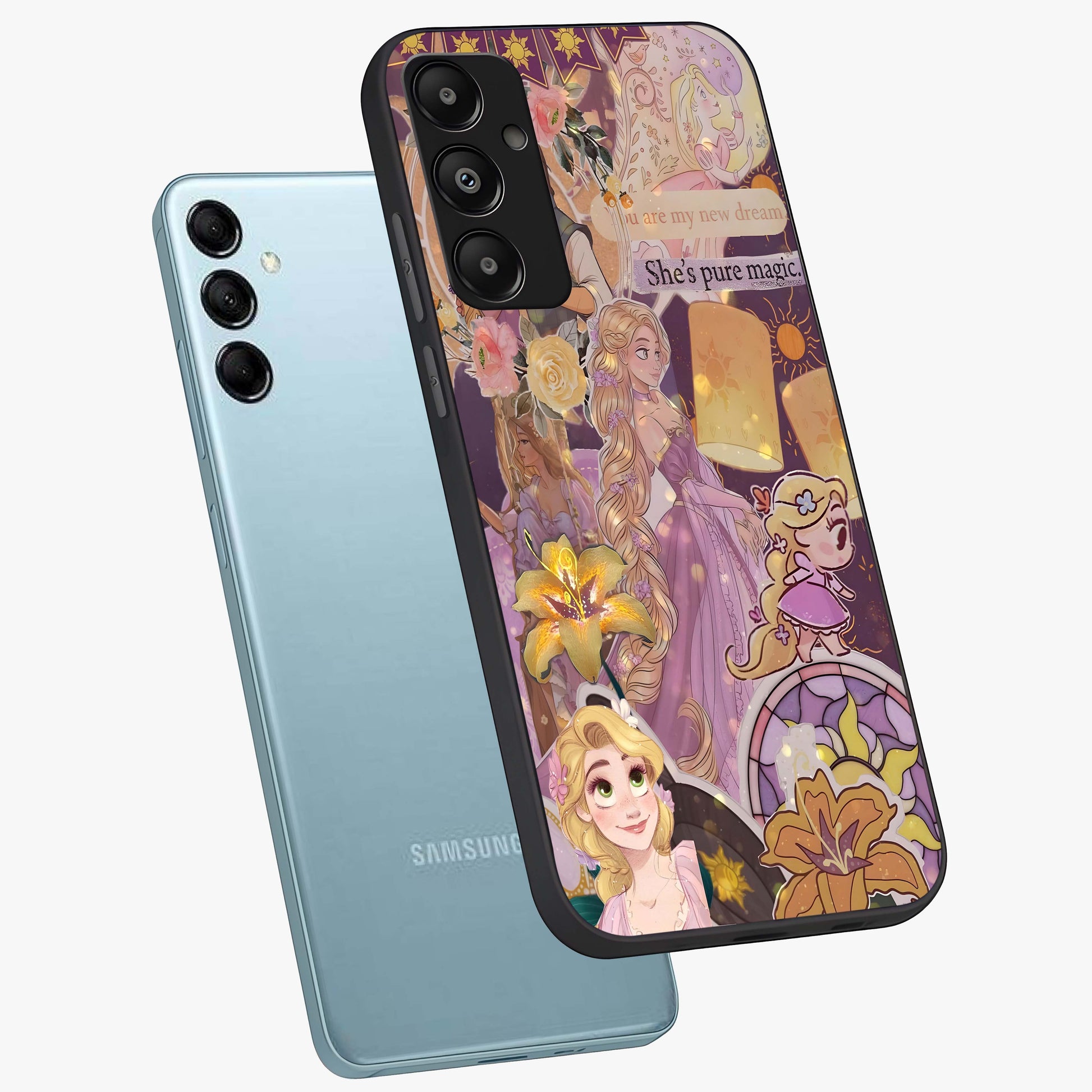 Magical Tangled Dream Glass Case displayed in angled mockup highlighting whimsical fantasy design with magical aesthetic.