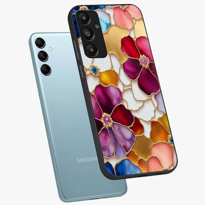 Marble Flower Pattern Glass Case displayed in angled mockup highlighting elegant marble floral design with modern aesthetic.