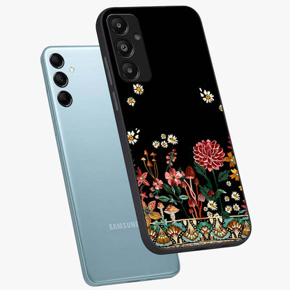 Midnight Bloom Pattern Glass Case displayed in angled mockup highlighting elegant flower design with midnight aesthetic style.